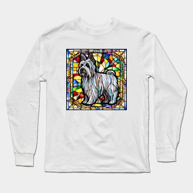 Stained Glass Skye Terrier Long Sleeve T-Shirt by Doodle and Things